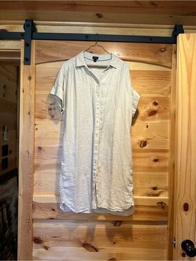 J. Crew Light Beige Button-Front Linen Shirt Dress